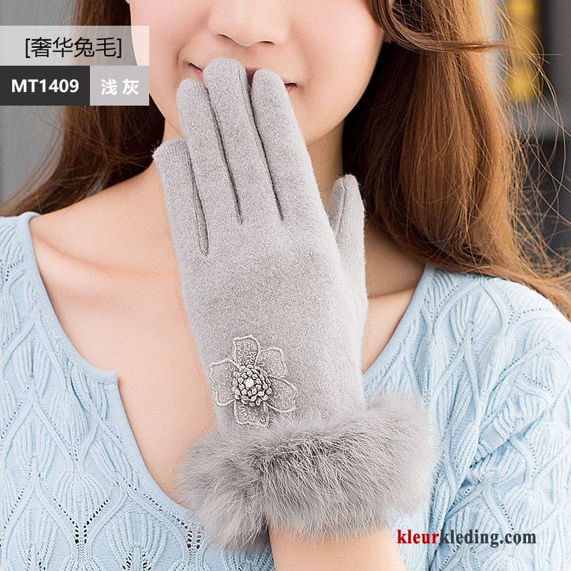 Dames Wol Herfst Handschoen Schattig Cyclus Verdikken Touchscreen Winter