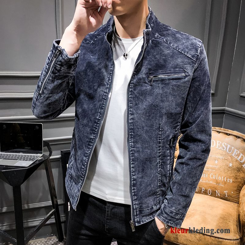 Denim Blauw Heren Jas Herfst Jack Bovenkleding Mannelijk