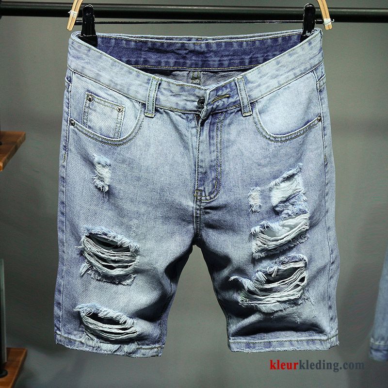 Denim Gaten Korte Broek Losse Dunne Mannelijk Heren Zomer