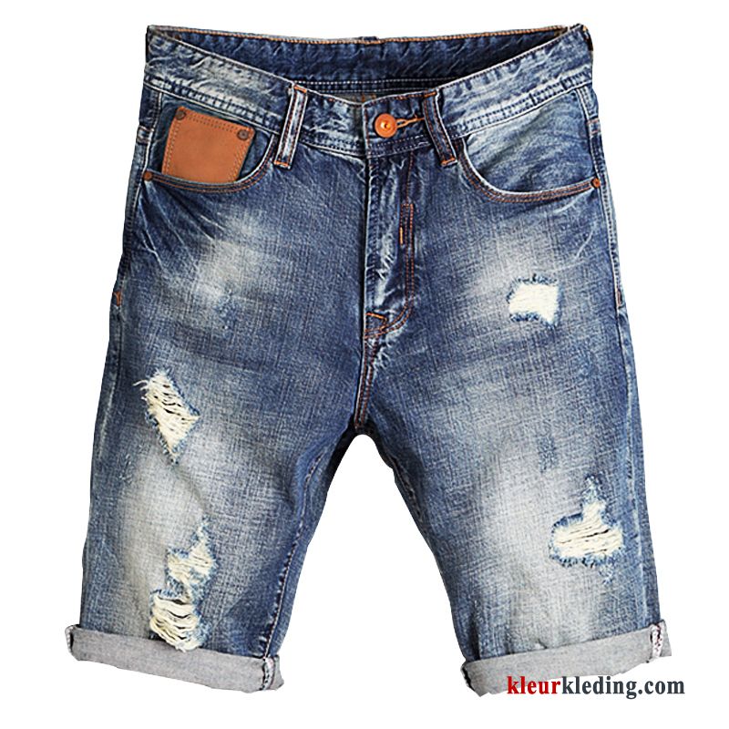 Denim Gaten Korte Broek Losse Heren Dunne Zomer Grote Maten