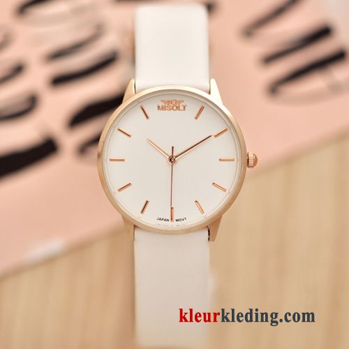 Dun Riem Mode Student Dames Heren Lovers Quartz Horloge Gouden