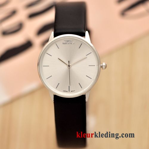 Dun Riem Mode Student Dames Heren Lovers Quartz Horloge Gouden