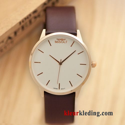 Dun Riem Mode Student Dames Heren Lovers Quartz Horloge Gouden