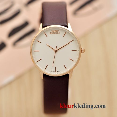 Dun Riem Mode Student Dames Heren Lovers Quartz Horloge Gouden