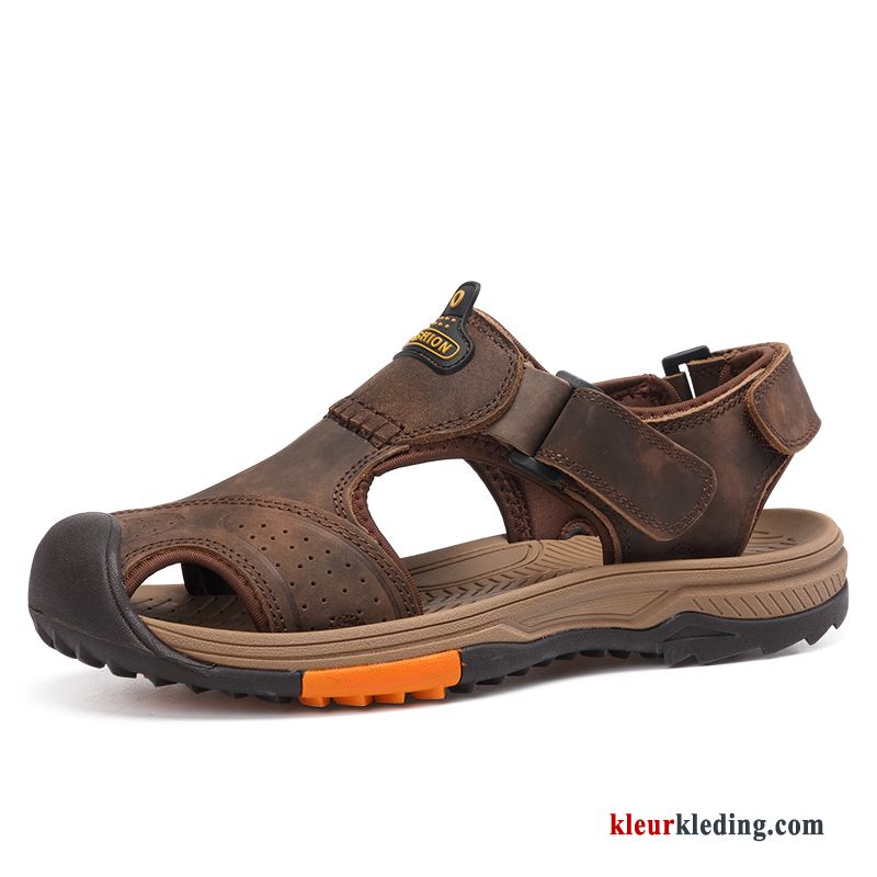 Echt Leer Antislip Strand Bruin Schoenen Sandaal Alpinisme Trend Heren