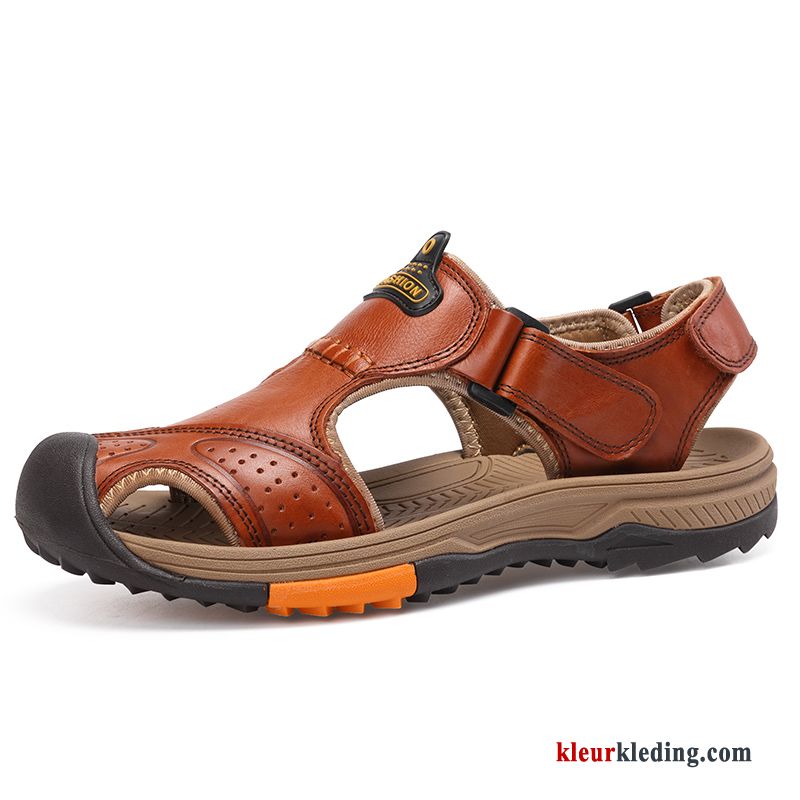 Echt Leer Antislip Strand Bruin Schoenen Sandaal Alpinisme Trend Heren