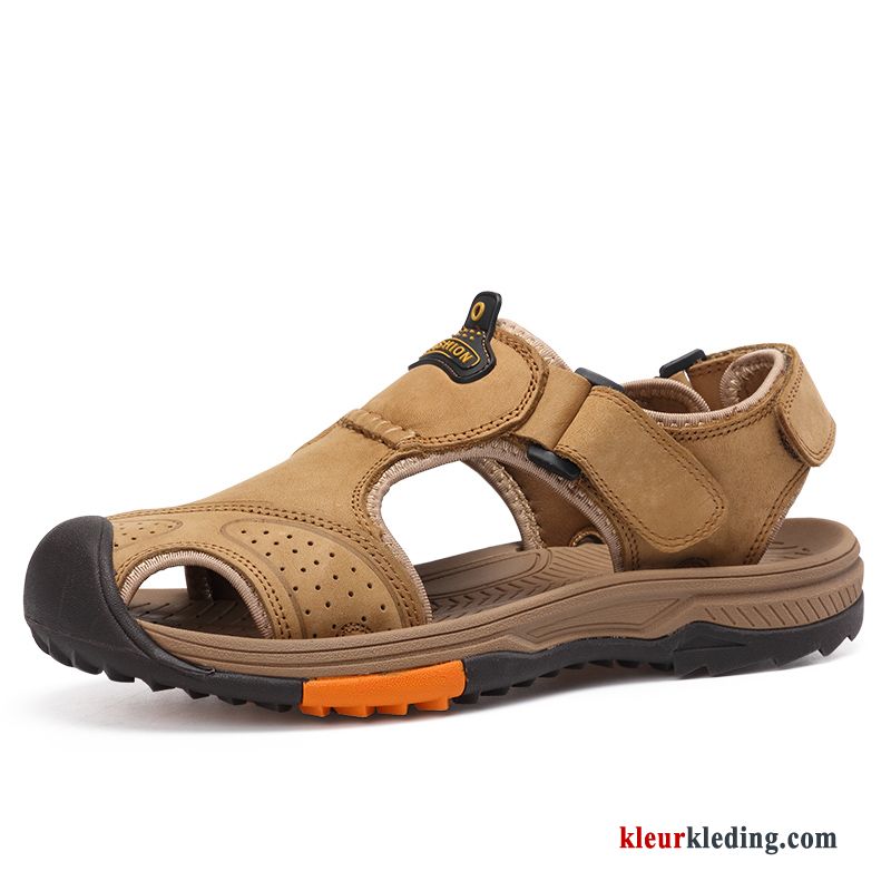 Echt Leer Antislip Strand Bruin Schoenen Sandaal Alpinisme Trend Heren