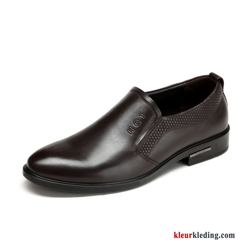 Echt Leer Mannen Klassieke Slijtvastheid Leren Schoenen Echte Slip On Pumps Heren Rood Zwart