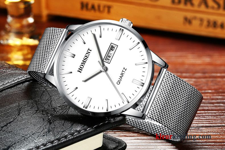 Echte Casual Student Waterdicht Trend Eenvoudig Heren Horloge Zwart