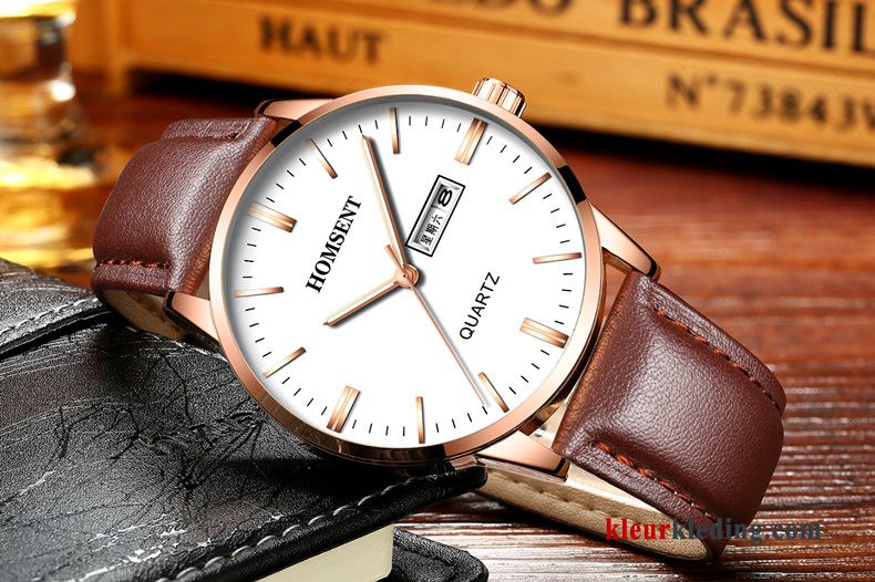 Echte Casual Student Waterdicht Trend Eenvoudig Heren Horloge Zwart