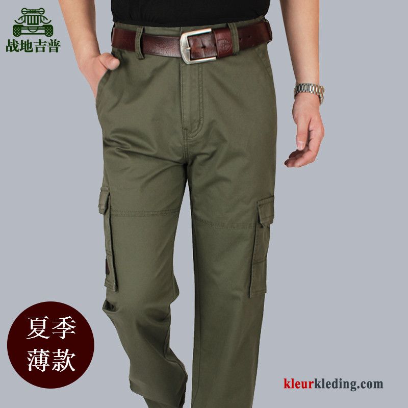 Elastiek Outdoor Groen Casual Broek Cargo Broek Losse Heren Dikke