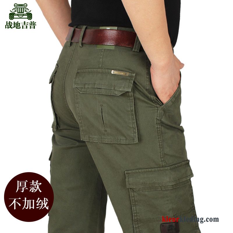 Elastiek Outdoor Groen Casual Broek Cargo Broek Losse Heren Dikke