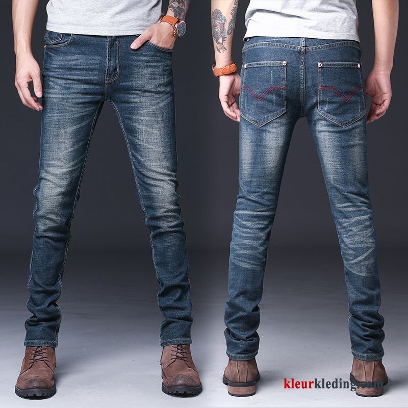 Elastiek Slim Fit Trend Rechtdoor Broek Blauw Casual Spijkerbroek Jeans Heren