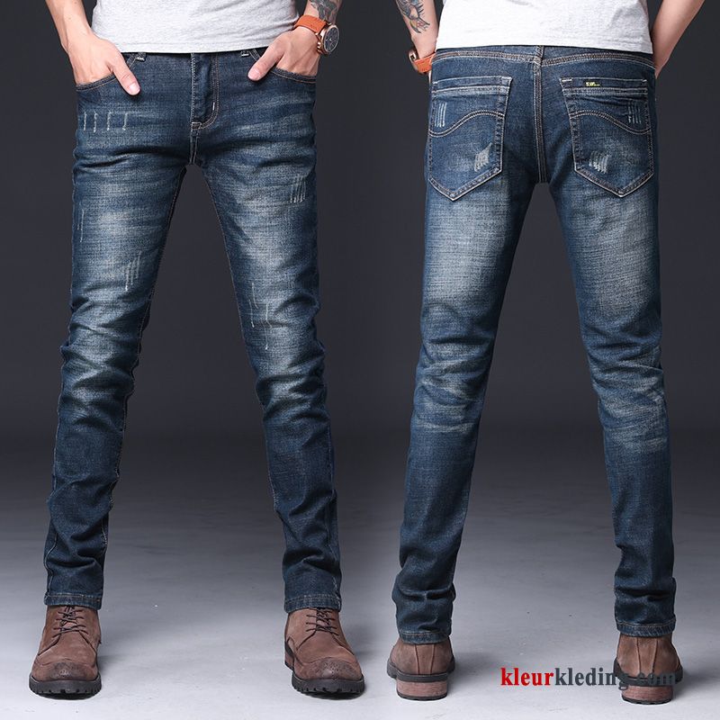 Elastiek Slim Fit Trend Rechtdoor Broek Blauw Casual Spijkerbroek Jeans Heren