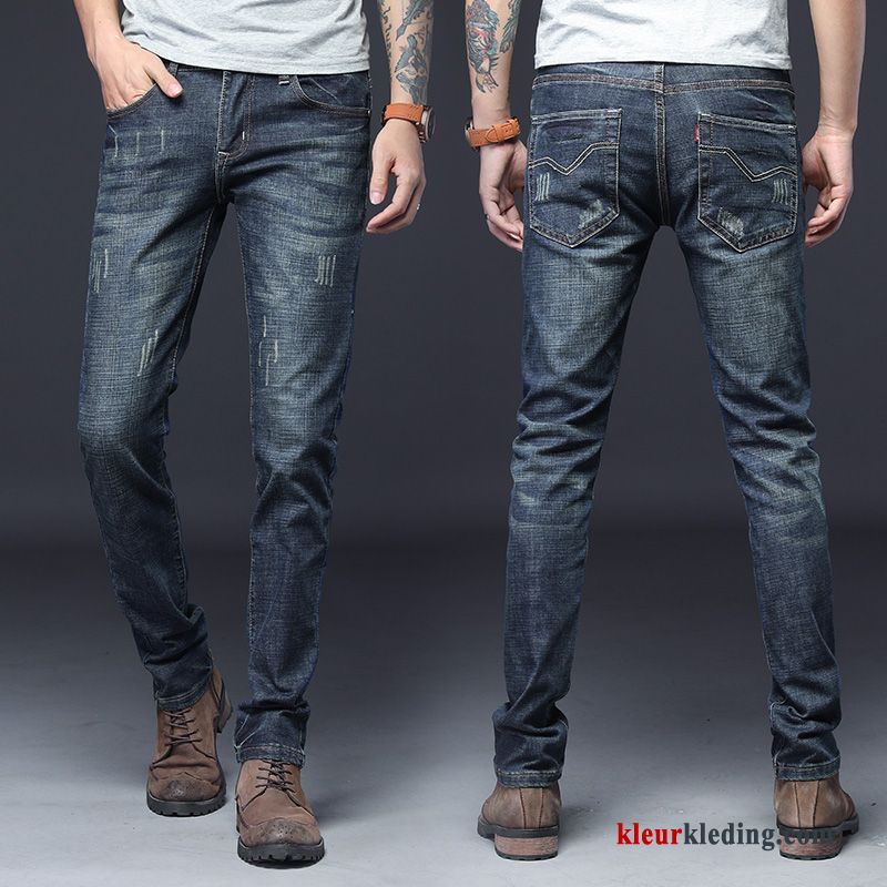 Elastiek Slim Fit Trend Rechtdoor Broek Blauw Casual Spijkerbroek Jeans Heren