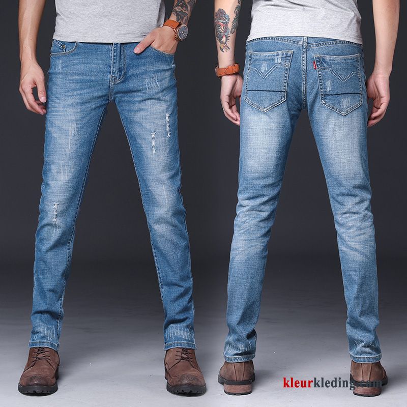 Elastiek Slim Fit Trend Rechtdoor Broek Blauw Casual Spijkerbroek Jeans Heren