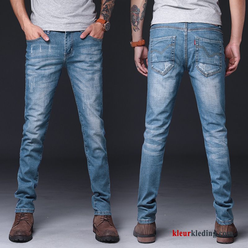 Elastiek Slim Fit Trend Rechtdoor Broek Blauw Casual Spijkerbroek Jeans Heren