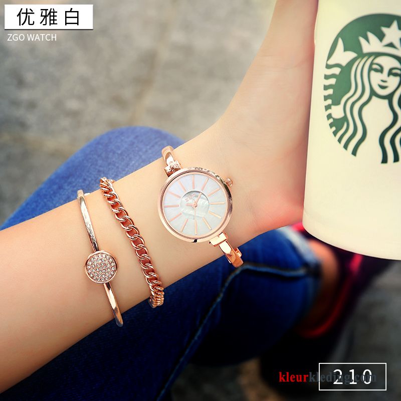 Elegante Dames Horloge Strass Mini Mode Armbanden Waterdicht Gouden