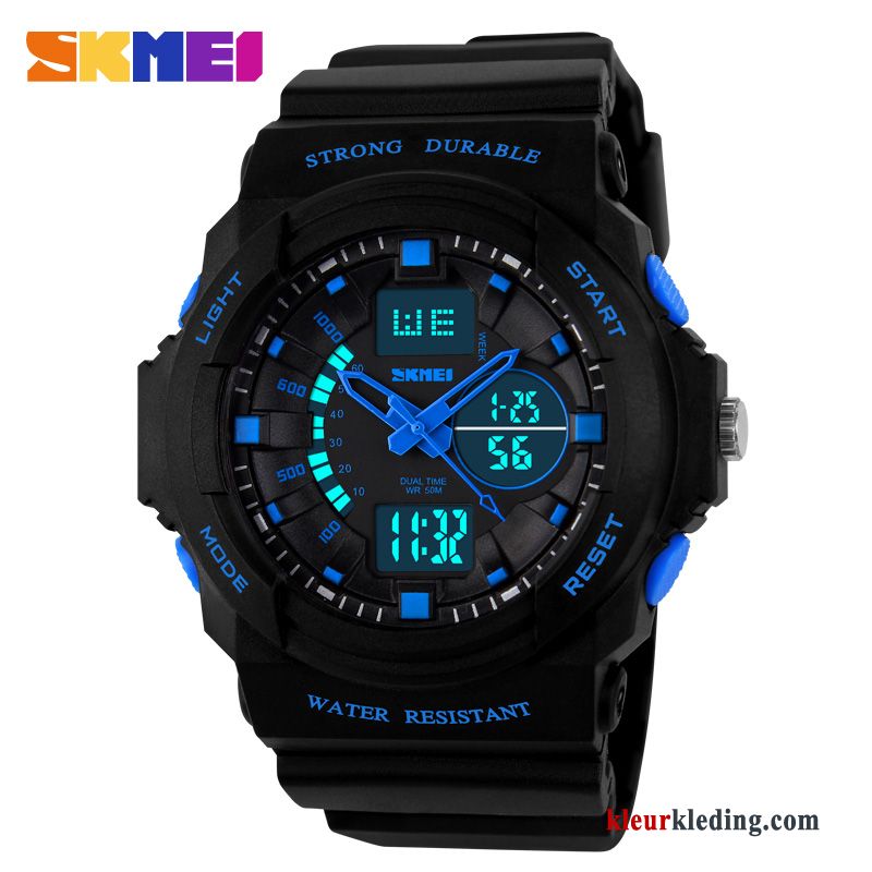 Elektronisch Horloge Student Tiener Running Mode Heren Lichtende Nachtwolken Waterdicht Blauw