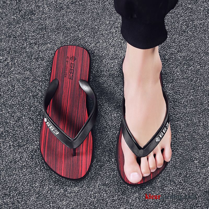 Flip Flops Mannen Trend Outdoor Slipper Antislip Zomer Pantoffels Sandaal Heren Rood Zwart