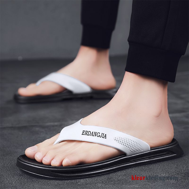 Flip Flops Rubber Waterdicht Bovenkleding Slijtvastheid Mannen Strand Antislip Slipper Heren Wit