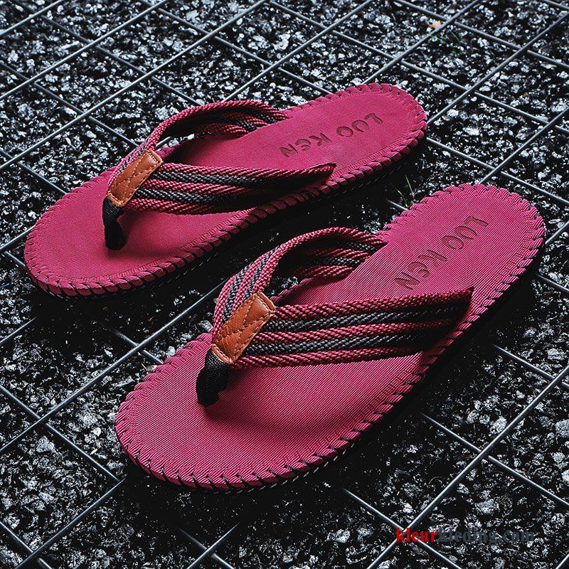 Flip Flops Zomer Slipper Mannen Pantoffels Zachte Zolen Winkel Antislip Bovenkleding Heren Rood