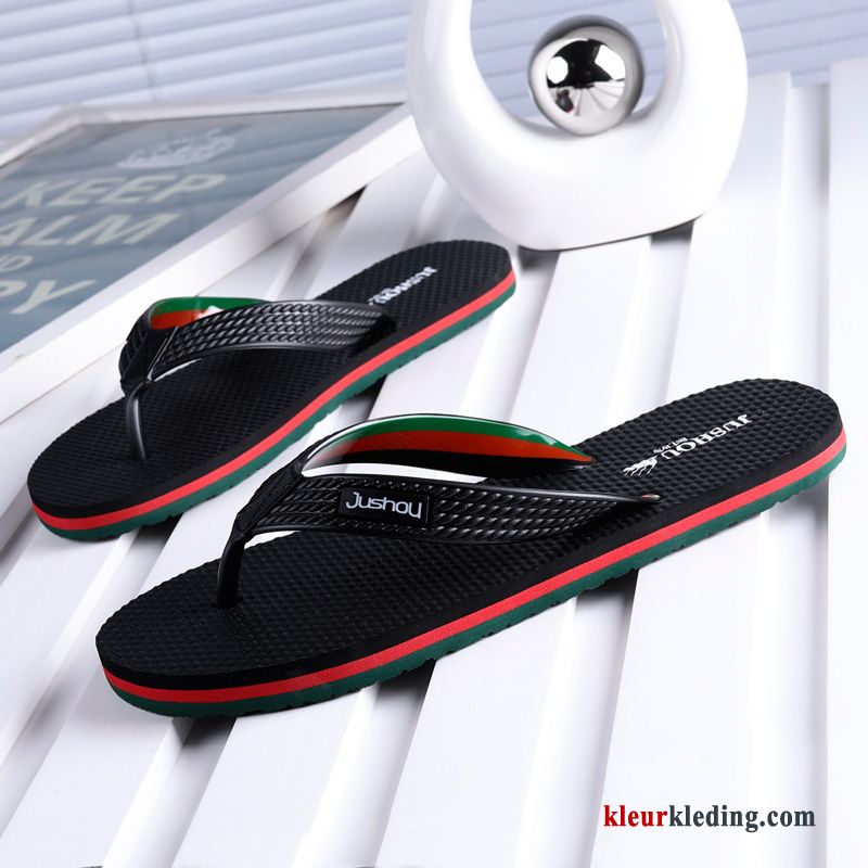 Flip Flops Zomer Zachte Zolen Bovenkleding Slipper Mannen Antislip Mode Pantoffels Heren Zwart