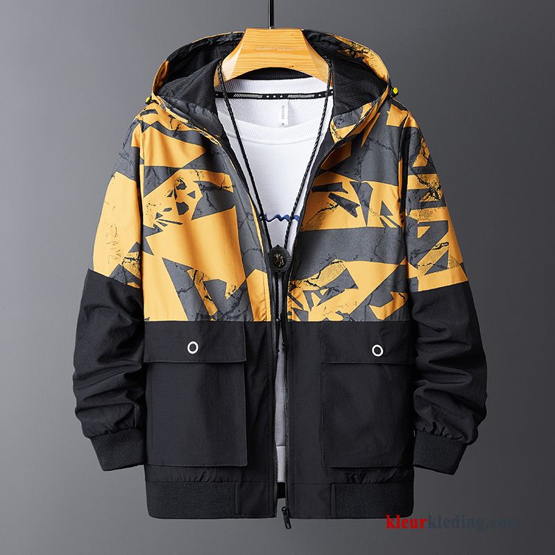 Gemengde Kleuren Camouflage Trendy Merk Losse Cargo Voorjaar Jack Student Heren