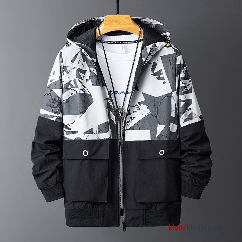 Gemengde Kleuren Camouflage Trendy Merk Losse Cargo Voorjaar Jack Student Heren