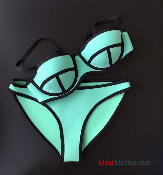 Gemengde Kleuren Mini Zwempak Bikini Dames Warmwaterbronnen Staal Zwemkleding Blauw Fluorescentie