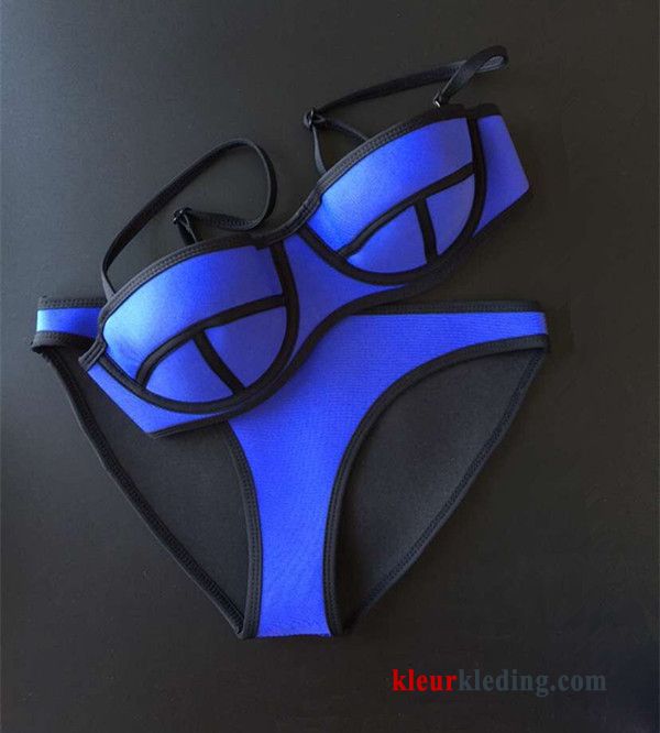 Gemengde Kleuren Mini Zwempak Bikini Dames Warmwaterbronnen Staal Zwemkleding Blauw Fluorescentie