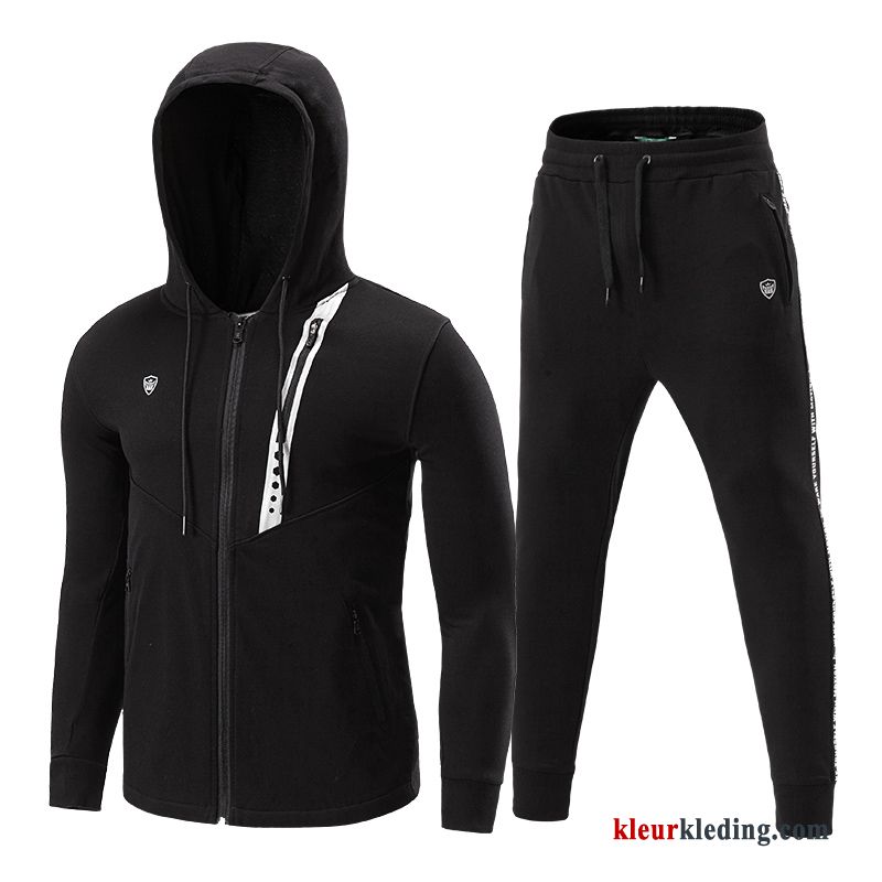 Grijs Heren Twee Stukken Running Herfst Hoodie Sportkleding Pak