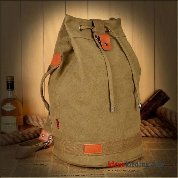 Groot Heren Rugzak Student Sport Casual Canvas Schooltas Kaki