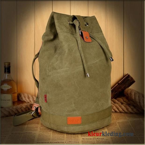 Groot Heren Rugzak Student Sport Casual Canvas Schooltas Kaki