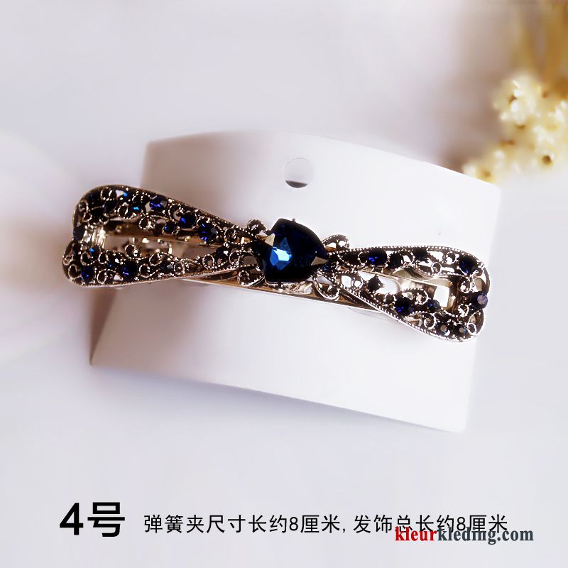 Haarspeld Haaraccessoires Veerklemmen Kleurrijk Hoofdtooi Geruit Kant Strass Vintage Dames Blauw