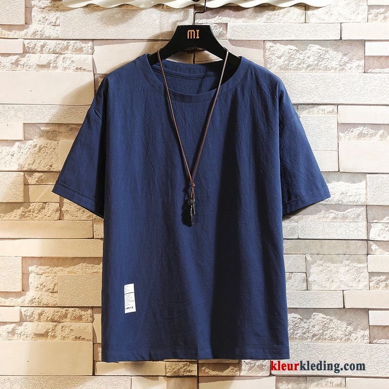 Halve Mouw Heren Korte Mouw T-shirts Vet Trend Blauw Grote Maten