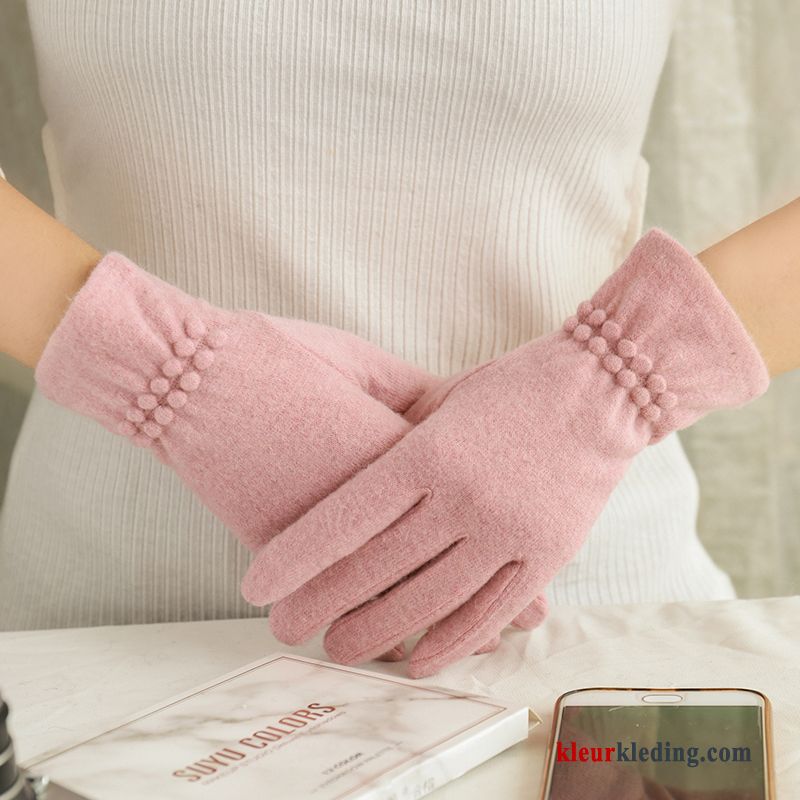 Handschoen Autorijden Wol Koude Vijf Vingers Kasjmier Dames Winter Herfst Rood