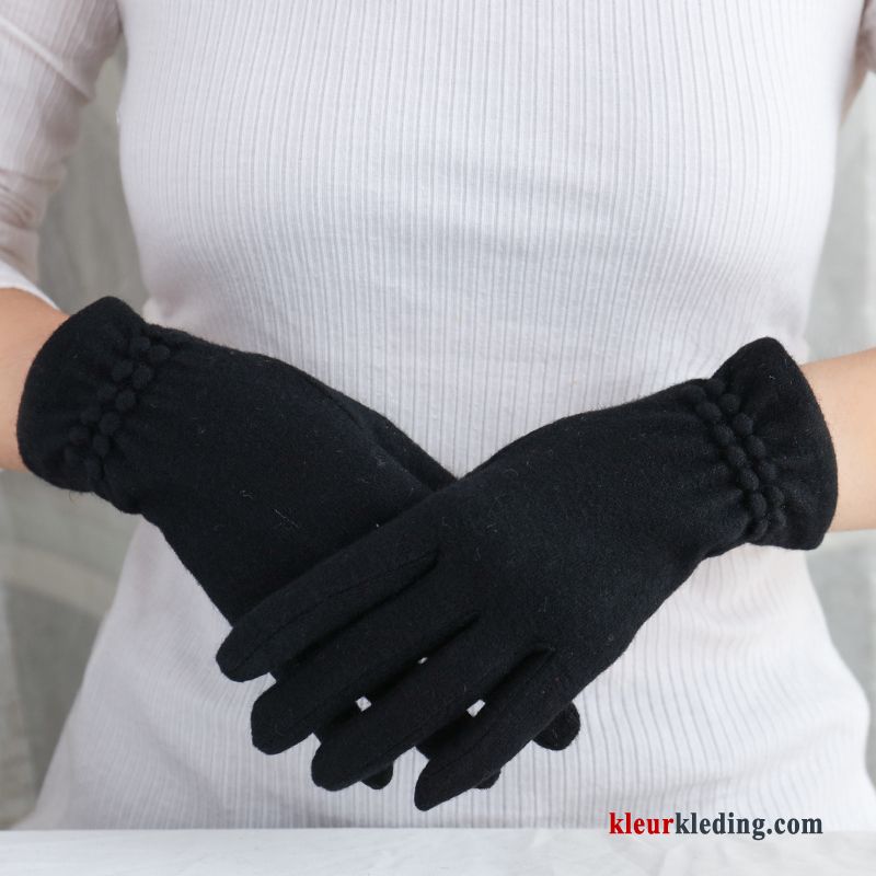 Handschoen Autorijden Wol Koude Vijf Vingers Kasjmier Dames Winter Herfst Rood