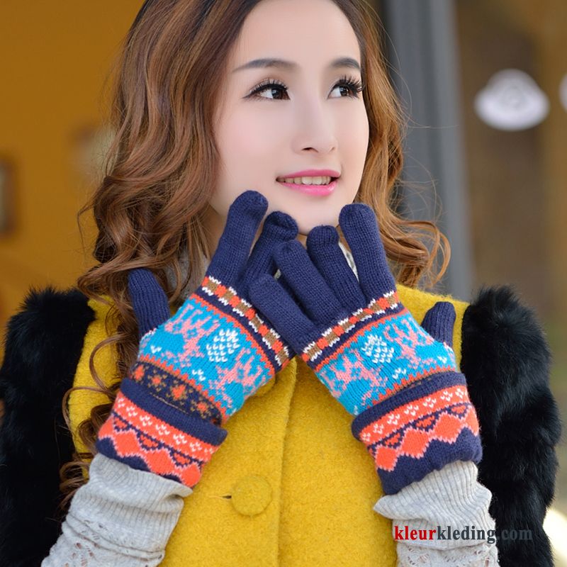 Handschoen Dames Blijf Warm Wollen Schattig Pluche Student Dubbele Winter Bruine