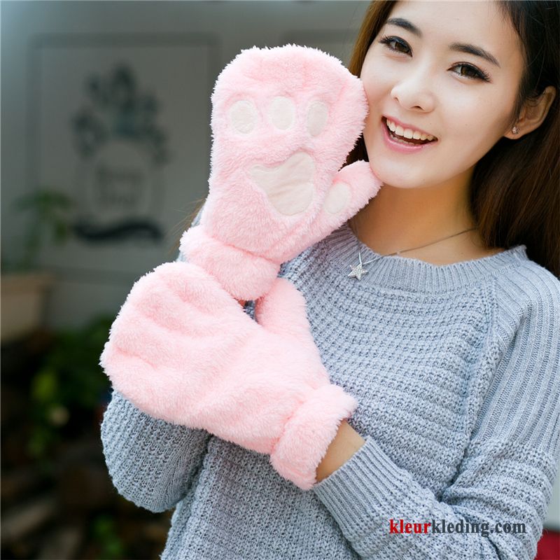 Handschoen Dames Halve Vinger Verdikken Winter Poot Cartoon Blijf Warm Lovers