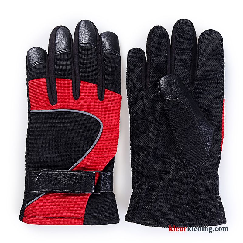 Handschoen Herfst Motorfiets Sport Winter Pluche Blijf Warm Verdikken Heren Rood