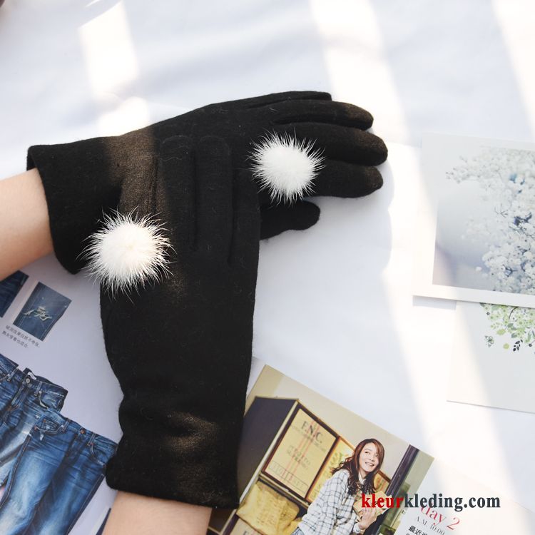 Handschoen Kasjmier Pluche Winter Touchscreen Blijf Warm Dames Wol