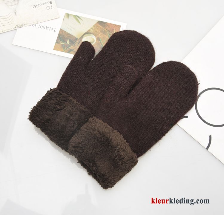 Handschoen Student Konijnenbont Pluche Blijf Warm Effen Kleur Dames Verdikken Winter