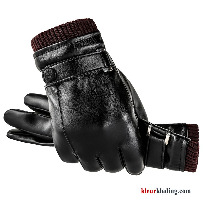 Handschoen Waterdicht Suede Outdoor Touchscreen Dun Blijf Warm Autorijden Winter Heren Zwart