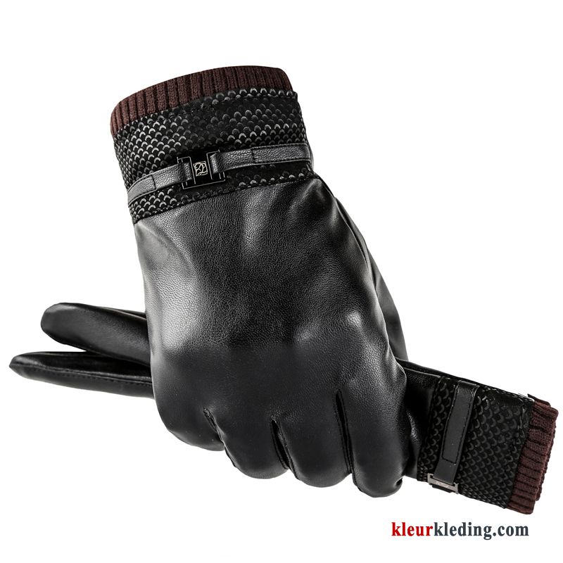 Handschoen Waterdicht Suede Outdoor Touchscreen Dun Blijf Warm Autorijden Winter Heren Zwart