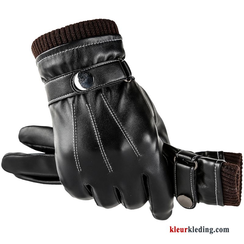 Handschoen Waterdicht Suede Outdoor Touchscreen Dun Blijf Warm Autorijden Winter Heren Zwart