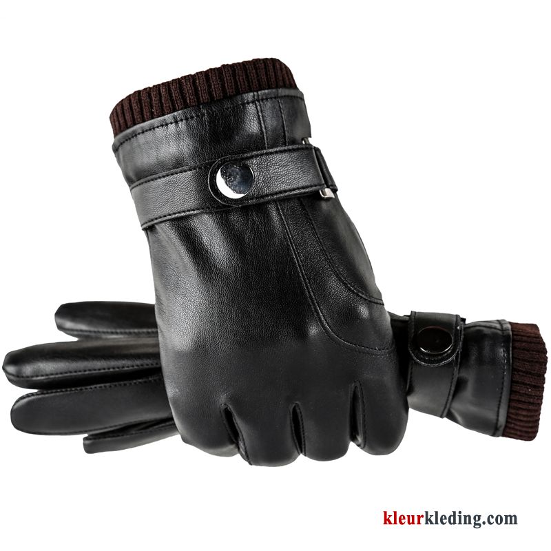 Handschoen Waterdicht Suede Outdoor Touchscreen Dun Blijf Warm Autorijden Winter Heren Zwart