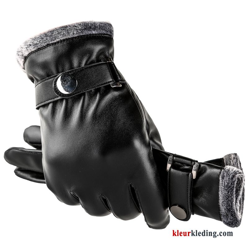 Handschoen Waterdicht Suede Outdoor Touchscreen Dun Blijf Warm Autorijden Winter Heren Zwart