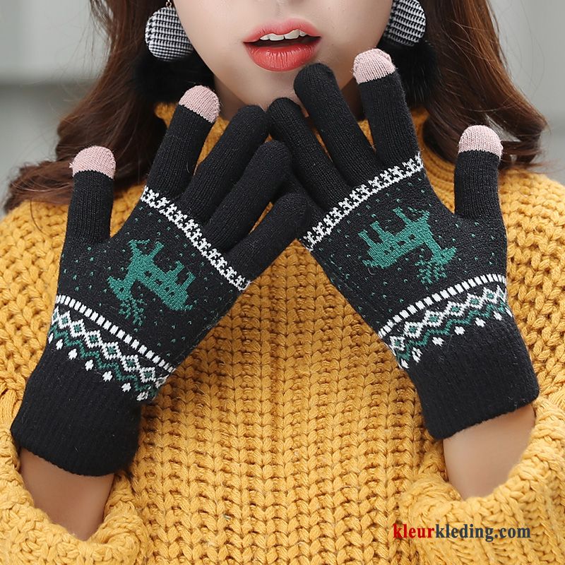 Handschoen Wollen Lovers Winter Kerstmis Schattig Dames Touchscreen Breien