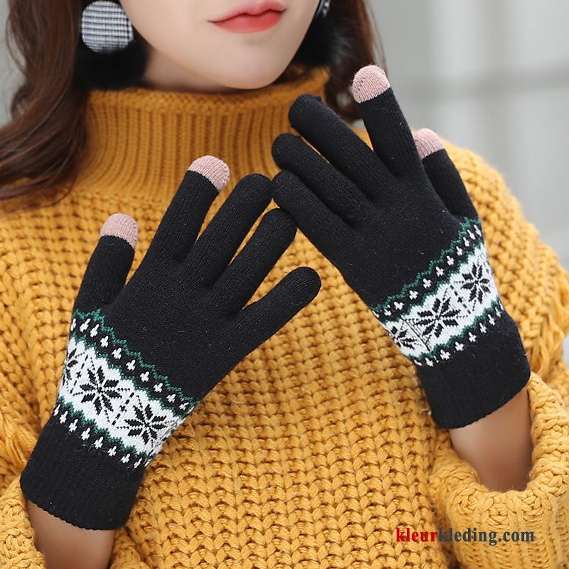 Handschoen Wollen Lovers Winter Kerstmis Schattig Dames Touchscreen Breien